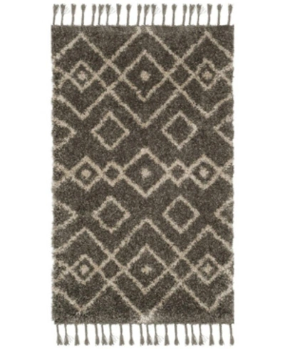 Safavieh Moroccan Fringe Shag Mfg249 Gray And Cream 3' X 5' Area Rug