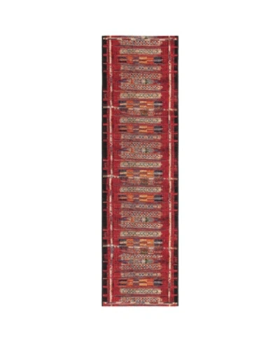 Liora Manne Marina Tribal Stripe 1'11" X 7'6" Runner Rug In Red