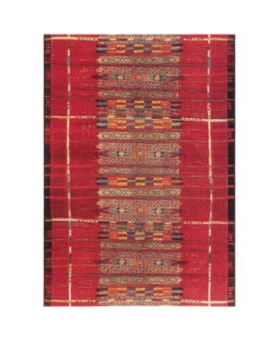 Liora Manne Marina Tribal Stripe 4'10" X 7'6" Outdoor Area Rug In Red