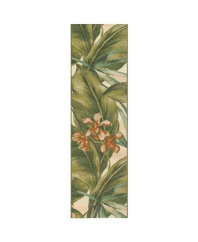 Liora Manne Marina Tropical Leaf Cream 1'11" X 7'6" Runner Rug