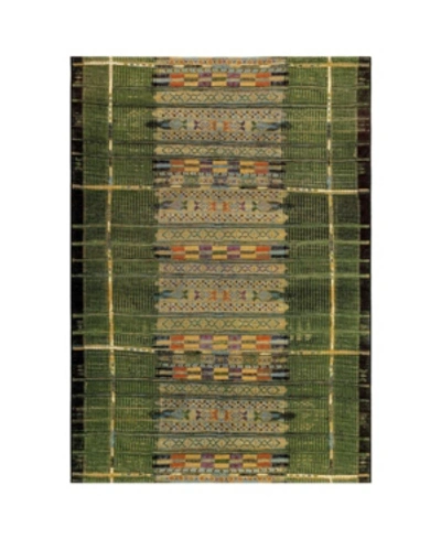 Liora Manne Marina Tribal Stripe 4'10" X 7'6" Outdoor Area Rug In Green