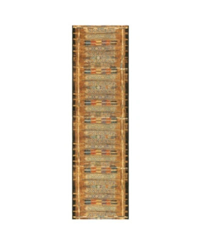 Liora Manne Marina Tribal Stripe 1'11" X 7'6" Runner Rug In Gold