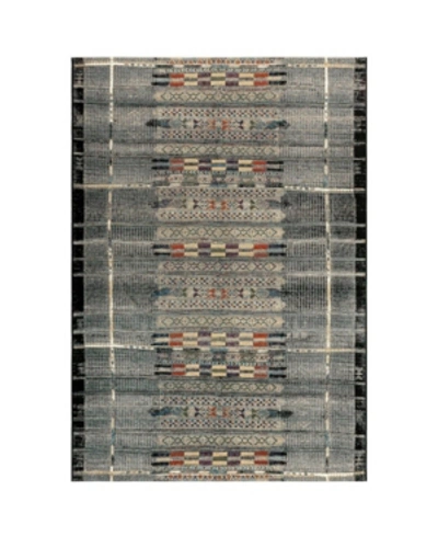 Liora Manne Marina Tribal Stripe 4'10" X 7'6" Outdoor Area Rug In Black