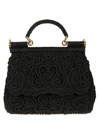 Dolce & Gabbana Back Heart Logo Tote In Black