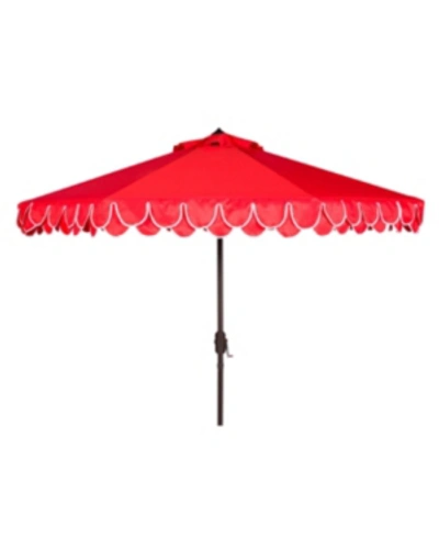 Safavieh Elegant Valance 9' Auto Tilt Umbrella In Red
