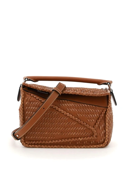 LOEWE SMALL WOVEN LEATHER PUZZLE BAG 