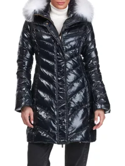 Gorski Apres-ski Detchable Fox Fur Hood Trim Puffer Jacket In Black