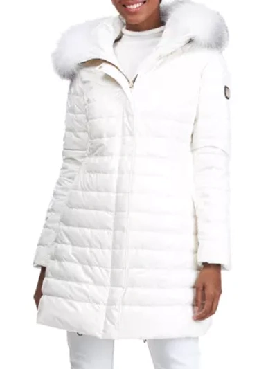 Gorski Apres-ski Detchable Fox Fur Hood Trim Puffer Jacket In White
