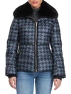 GORSKI APRES-SKI DETCHABLE FOX FUR COLLAR HOUNDSTOOTH-PRINT PUFFER JACKET,400013139692