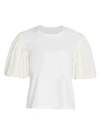 A.l.c Cassandra Taffeta Puff Sleeve T Shirt In White