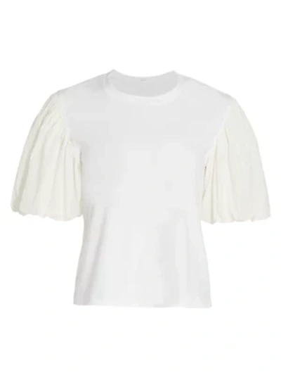 A.l.c Cassandra Taffeta Puff Sleeve T Shirt In White