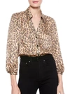 ALICE AND OLIVIA Sheila Leopard Blouson-Sleeve Top