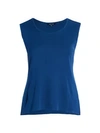 Misook, Plus Size Scoopneck Classic Knit Tank Top In Palace Blue
