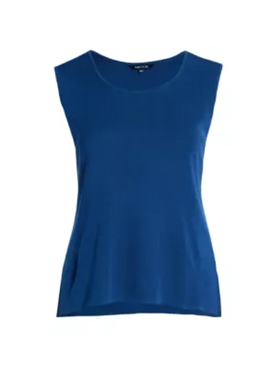 Misook, Plus Size Scoopneck Classic Knit Tank Top In Palace Blue