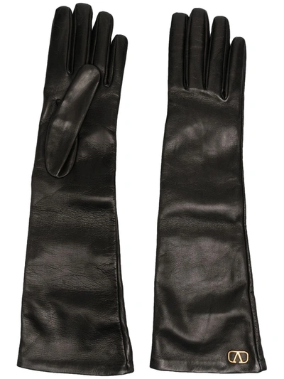 Valentino Garavani Vlogo Long Gloves In Black