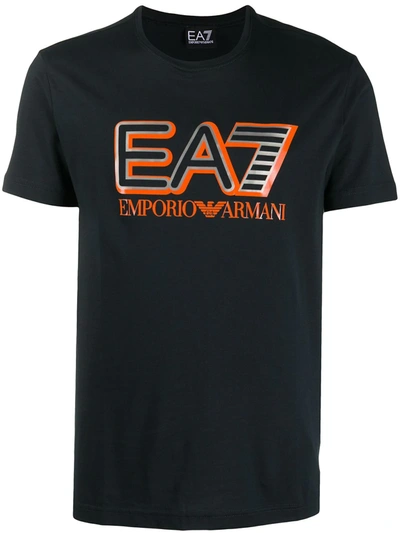 Ea7 Branded Short-sleeve T-shirt In Blue