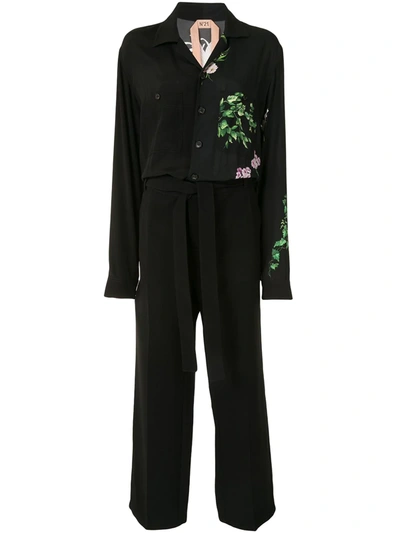 N°21 Floral-print Jumpsuit In Black
