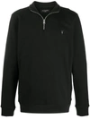 Allsaints Kilburn Wool Blend Half-zip Pullover In Black