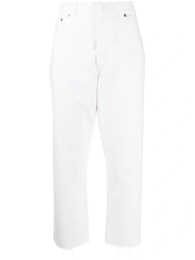 Pre-owned Dior Frayed Cropped Jeans In White