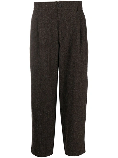 Comme Des Garçons Shirt Chevron Loose-fit Wool Trousers In Brown