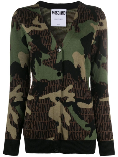 Moschino Camouflage Cardigan In Green