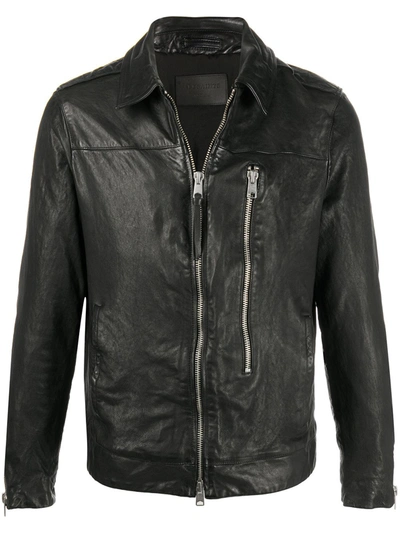 Allsaints Mens Black Swithin Leather Jacket Xxl