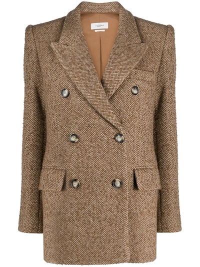 Isabel Marant Étoile Tweed Double-breasted Blazer In Brown