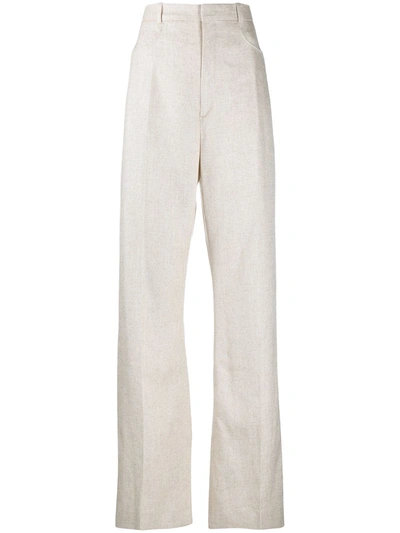 Jacquemus Le Pantalon Sauge Stone Linen-blend Trousers In Neutrals