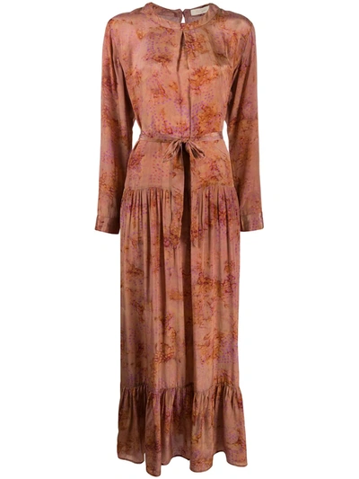 Mes Demoiselles Waist-tied Midi Dress In Brown