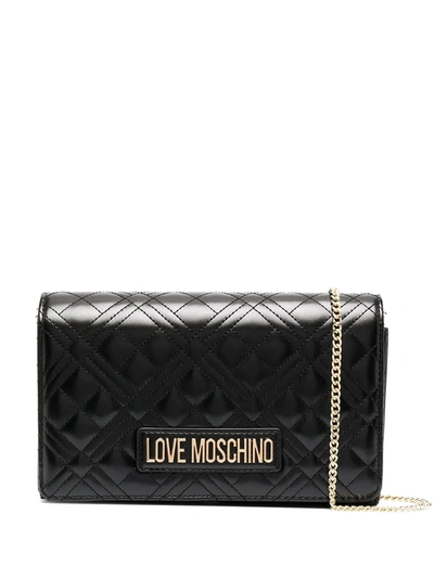 Love Moschino Diamond Pattern Evening Clutch In Black