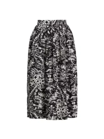 Rachel Comey Sage Printed Midi Skirt In Black Multi