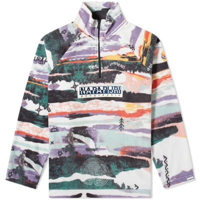 Napapijri Revontulet Quarter Zip Micro Fleece Sweat In Multi