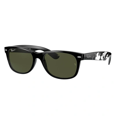 Ray Ban Rb2132 New Wayfarer Mickey S20 Sunglasses Mickey Mouse Texture Frame Green Lenses Polarized 55-18