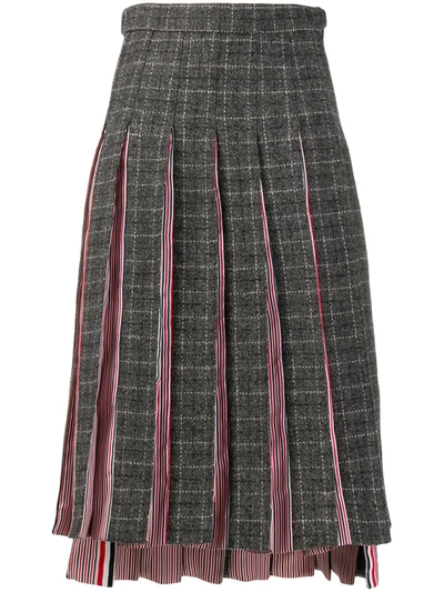 Thom Browne Pleated Mid-length Skirt In Grey