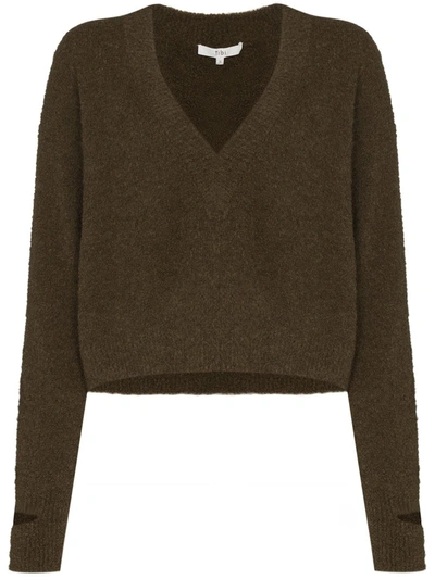 Tibi V-neck Alpaca Jumper In Green