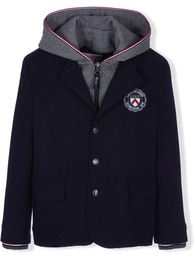 Lapin House Babies' Logo Patch Hooded Blazer In 蓝色