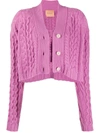 ANDAMANE CROPPED CABLE-KNIT CARDIGAN