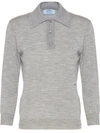 Prada Knitted Polo Shirt In Grey