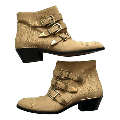 Pre-owned Chloé Susanna Beige Leather Ankle Boots