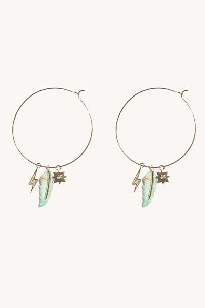 Rebecca Minkoff Charm Cluster Hoop In Gold/turquoise