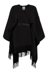 MONCLER WOOL FRINGED CAPE,11561807