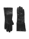 Carolina Amato Touch Tech Leather & Shearling Gloves In Black