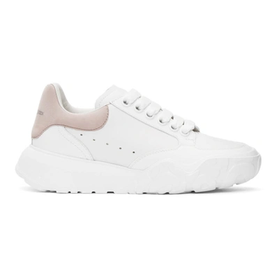 Alexander Mcqueen White & Pink Oversized Court Sneakers In White, Rose