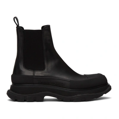 Alexander Mcqueen Leather Exaggerated-sole Chelsea Boots In Black