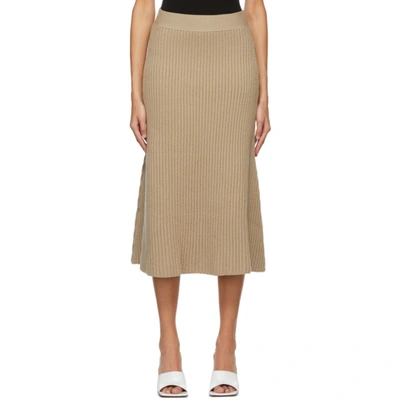 Bottega Veneta Wool-blend Midi Skirt In 2646 Beige