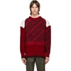 GIVENCHY RED & WHITE CHAIN PATCHWORK SWEATER