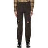 GUCCI BROWN CORDUROY DISTRESSED TROUSERS