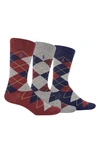 Polo Ralph Lauren Ralph Lauren Men's Socks, Dress Argyle Crew 3 Pack Socks In Wine