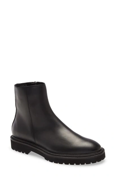 Aquatalia Zip Boot In Black Leather