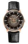 Mido Men's Swiss Automatic Commander Gradient Black Leather Strap Watch 40mm In Silver/ Black